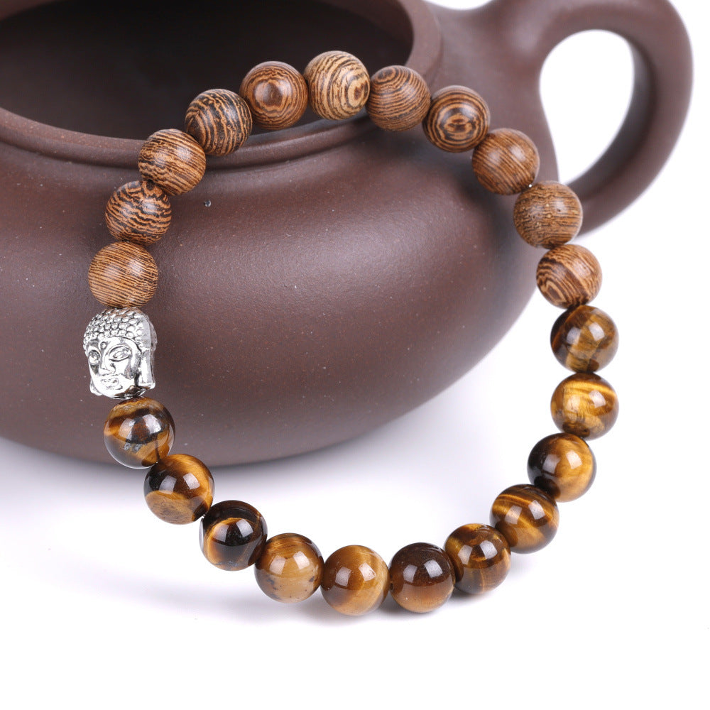 Bracelet en bois perle 8mm mala tibétain protection porte bonheur