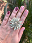 Bague Vintage en cuir marguerite fleur couleur lin taille réglable