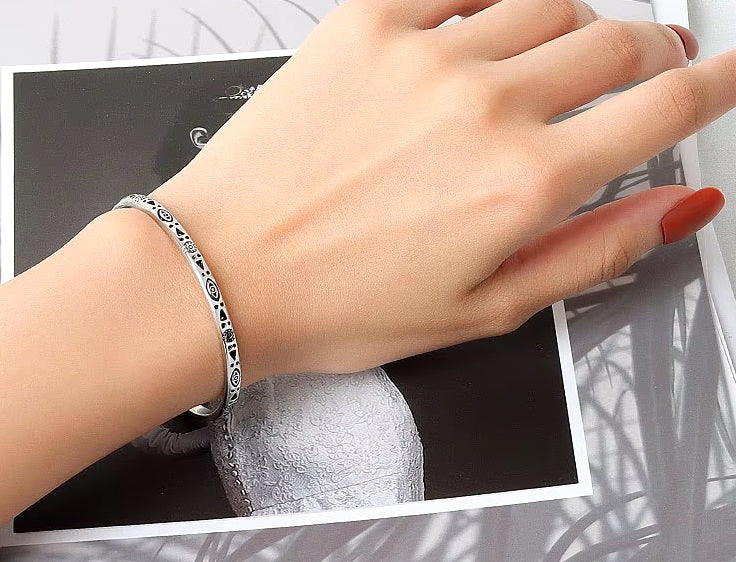 Bracelet jonc ajustable pour homme ou femme en Argent 925