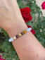 Bracelet élastique de lithothérapie en Jaspe Mokaïte ou Mookaite et perles Heishi