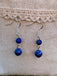 Boucles d'oreilles pendantes à 2 boules en Lapis Lazuli naturel, Made in France