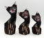 Famille de 3 statuettes chats et chaton en bois Pujungan