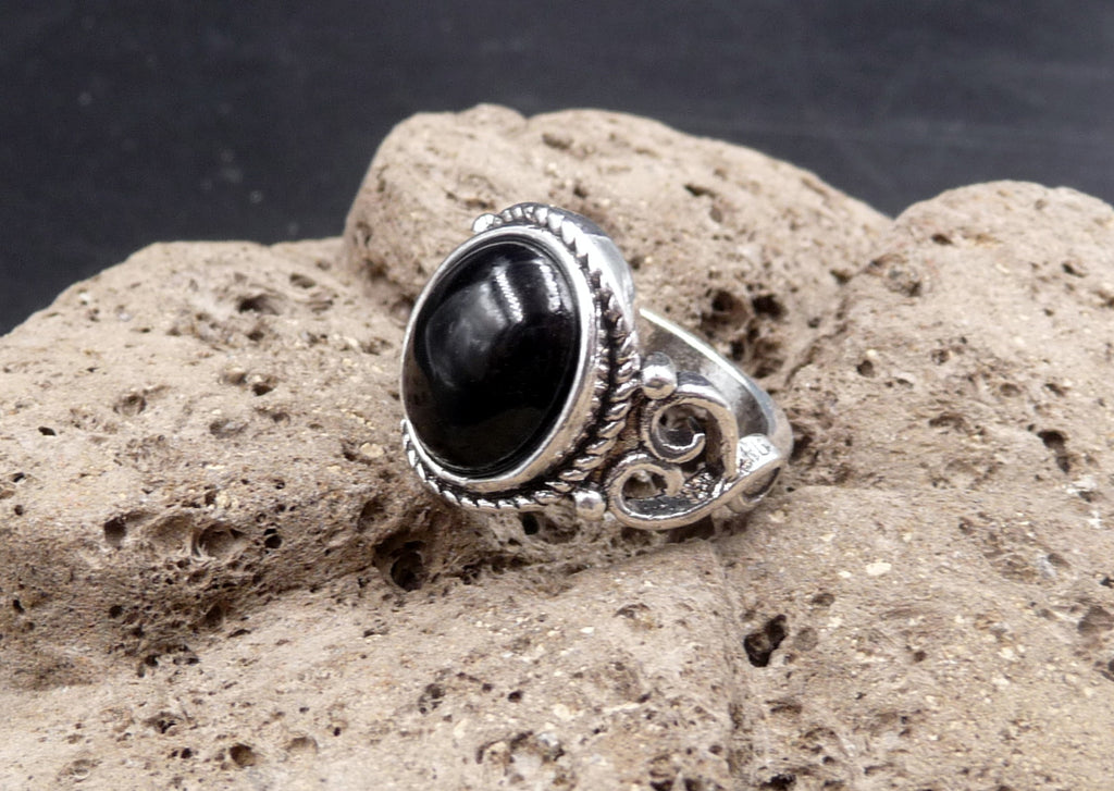 Bague en Onyx (agate noire) d'Uruguay