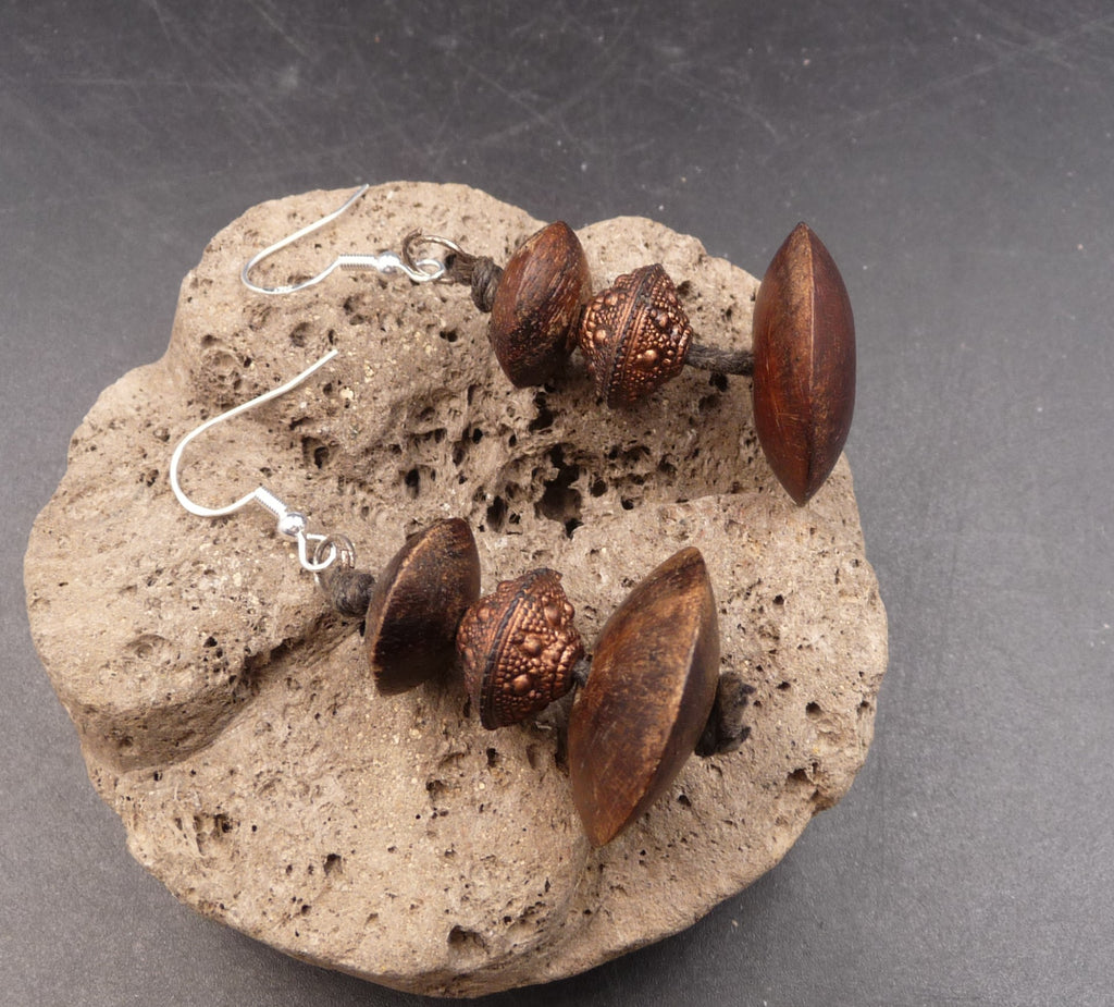 Boucles d'oreilles en graines de Guyane et bois