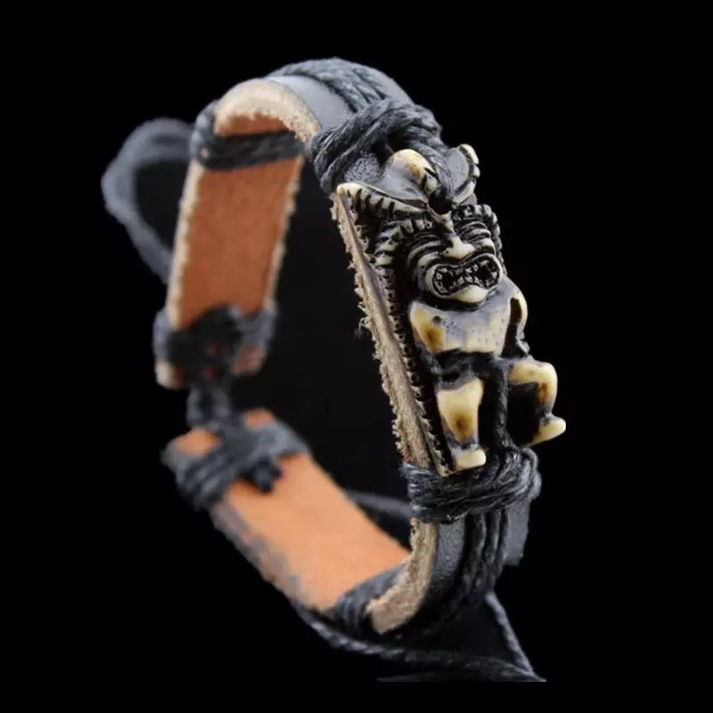 Bracelet avec statuette Tiki - bijou maori Hawaï Tahiti