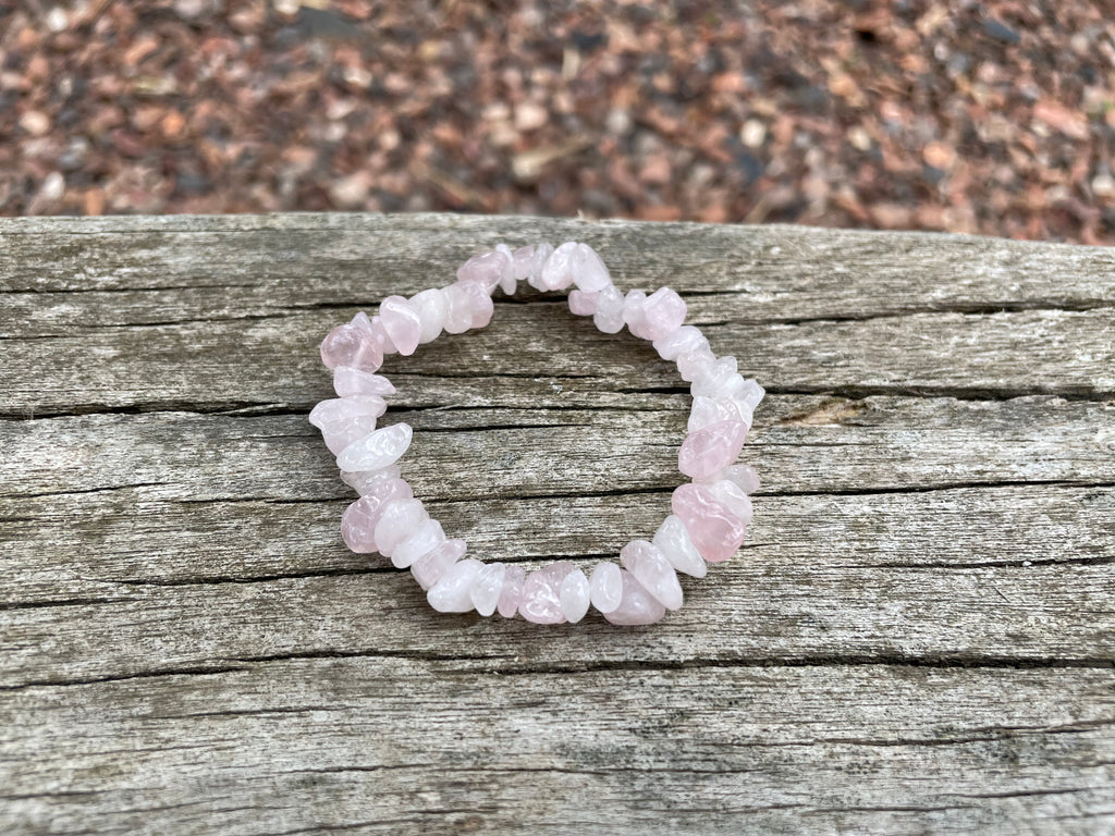 Bracelet perles chips en Quartz Rose naturel