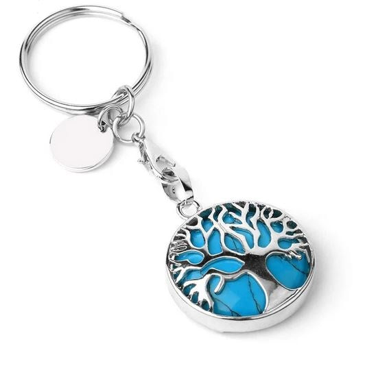 Porte-clefs / bijou de sac en Howlite Turquoise - Arbre de vie