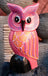 Chouette hibou rose en bois peint 17,5 cm artisanat Bali