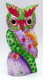 Chouette hibou multicolore en bois peint 14 cm Kintamani