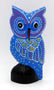 Chouette hibou bleu en bois peint 18 cm Pejeng