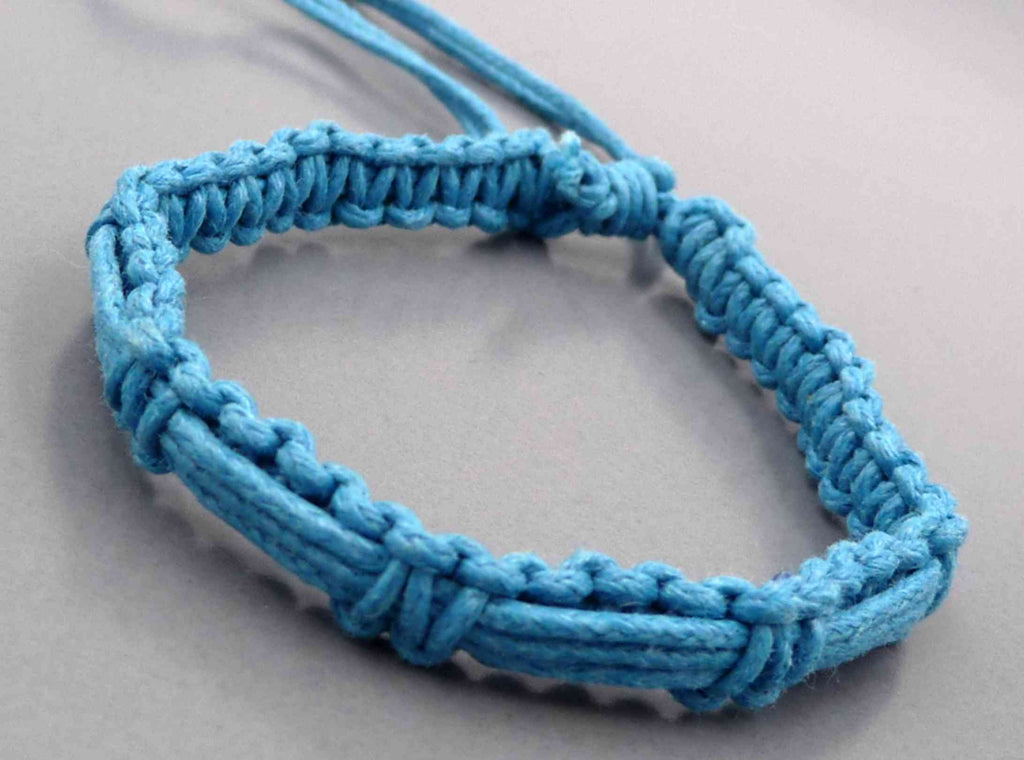 Bracelet amitié homme ou ado en 100 % coton torsadé bleu turquoise