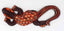 Gecko margouillat salamandre lézard en bois et batik art Java Bordeaux