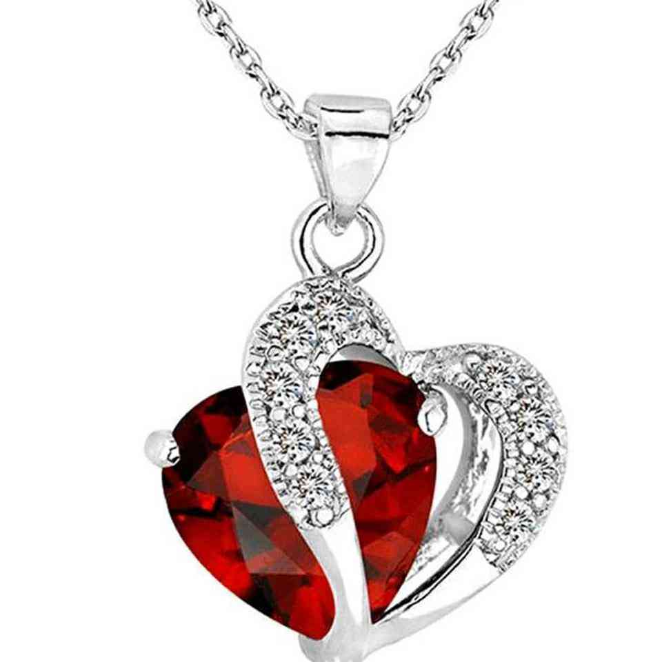 Collier Coeur Strass Femme Fille Bijoux Chaîne Pendentif Cristal 5 Couleurs Mode