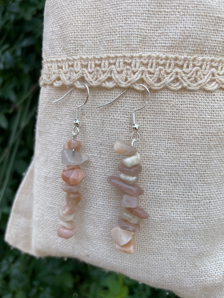 Boucles d'oreilles pendantes en pierre de soleil, perles chips