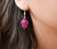 Boucles d'oreilles tortue en Howlite Violette + perle en Grenat