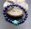 Bracelet en Lapis Lazuli 8 mm + tortue Amérindienne en Howlite Turquoise