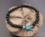 Bracelet en Agate Noire 6 mm + tortue Amérindienne en Turquoise - Bien-être et harmonie