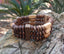 Bracelet mixte triple rang de perles en bois exotique marron et beige