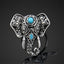 Bague Eléphant en Argent Tibétain et Howlite Turquoise - Taille réglable