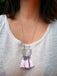 Collier bohème boho chic avec pompons roses et violets