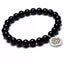 Bracelet Mala Tibétain en Onyx naturel 6 mm et breloque Lotus