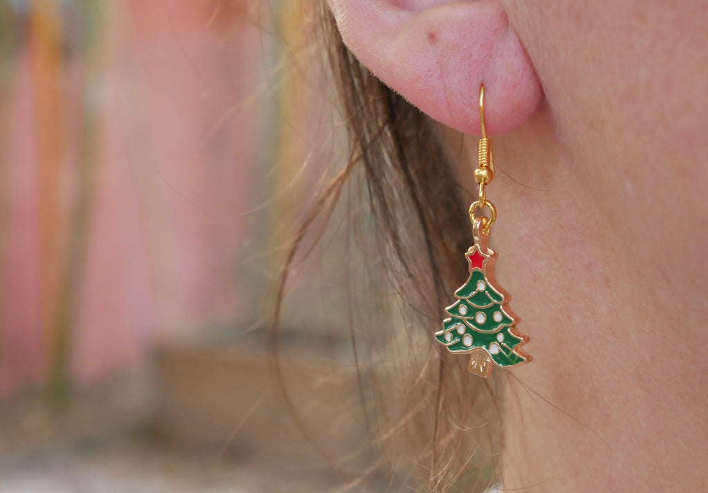 Boucles d'oreilles sapin de Noël