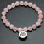 Bracelet en Quartz Rose 8 mm et breloque Lotus- Paix et Amour